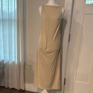 FP Beach Cream Sleeveless Maxi Dress Ruched Sides Boho Size XS EUC